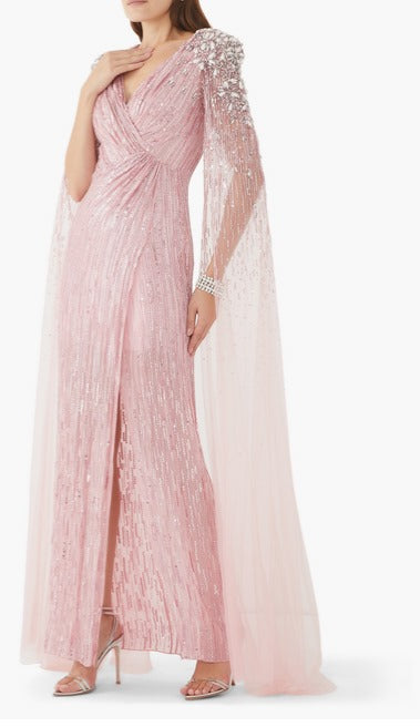 Cape Sequin Gown