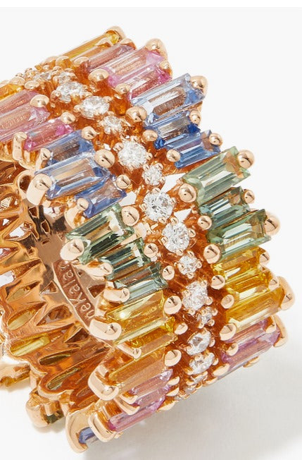 Fireworks Alaia Ring, 18k Rose Gold, Diamonds & Sapphire