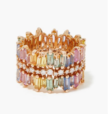 Fireworks Alaia Ring, 18k Rose Gold, Diamonds & Sapphire