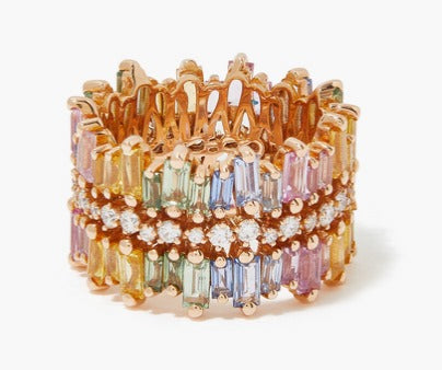 Fireworks Alaia Ring, 18k Rose Gold, Diamonds & Sapphire